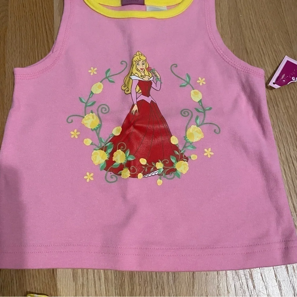 Vintage Disney Sleeping Beauty Outfit NEW 2T Aurora 90s Tank Top Shorts Pink